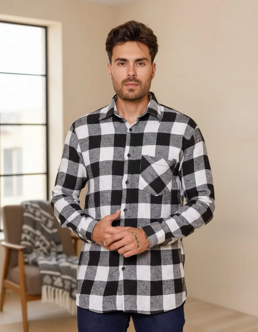 Camisa Xadrez Flanela Blusa Masculina Manga Longa Junina Ful