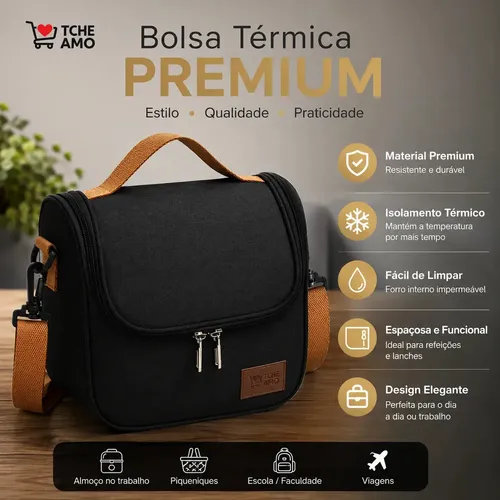 Bolsa Isotérmica Térmica Lancheira Marmita Sacola Para Academia Trabalho Escola E Passeios Alça Removivel Tche Amo