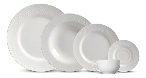 Aparelho De Jantar 30 Peças Split White Alleanza Cerâmica Cor Branco