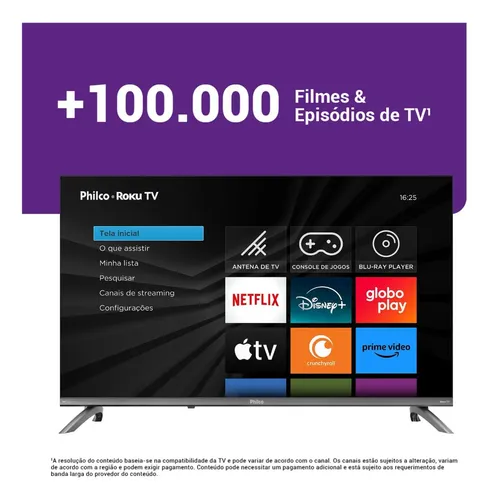 Smart Tv 32 Philco Roku Tv Dolby Áudio Hdr10 P32crb - R$ 789