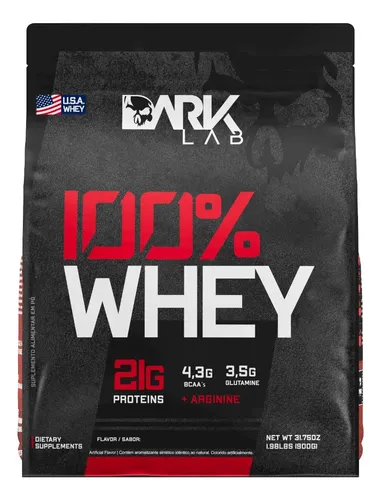 Whey Protein Concentrado 100% 900g Refil Dark Lab Sabor Morango