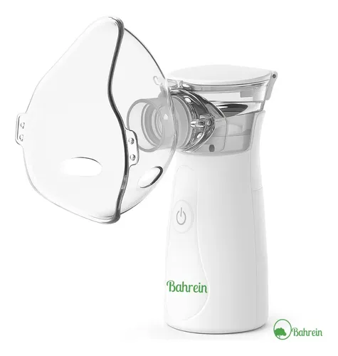 Nebulizador Inalador Portátil Marca Bahrein Sem Fio A Pilha ou Cabo USB Cor Branco com azul Compacto Mesh Bivolt Nebulizador Com Rede Vibratória Aparelho Para Inalação Inalador Sil