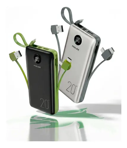 Power Bank 20.000mah Pholex Carregador Rápido Com Display Portátil Preto