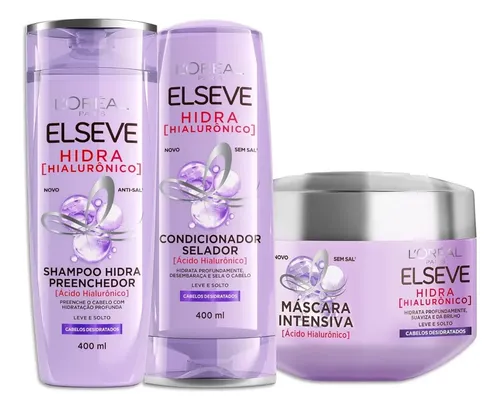 Kit Hidra Hialurônico Shampoo 200ml Condicionador 200ml Creme 300g Elseve