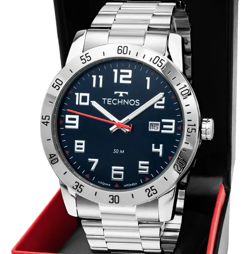 Relógio Technos Masculino Military Analogico Aço Azul Petróleo 5ATM
