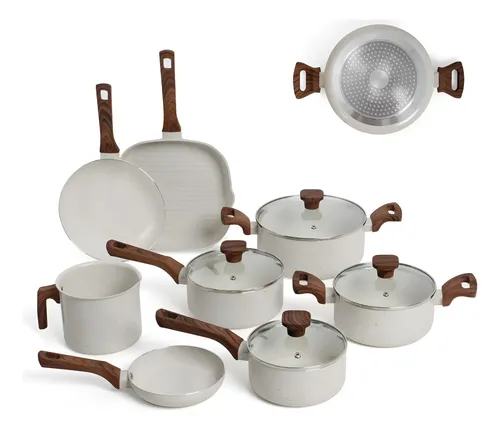 Conjunto Panelas 8pcs Vanilla Revestim. Cerâmica C/ Indução