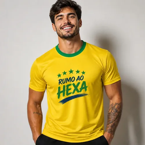 Camisa Brasil Torcedor Rumo Ao Hexa Unissex Torcida Dryfit