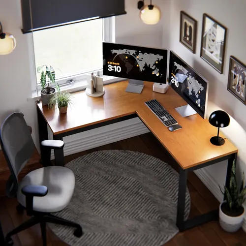 Mesa Escrivaninha Em L Para Pc De Canto Berlim Para Computador Mesa para Escritorio Home Office Estudo Trabalho Gamer Maxi do Brasil Cinamomo Preta Preto/canela