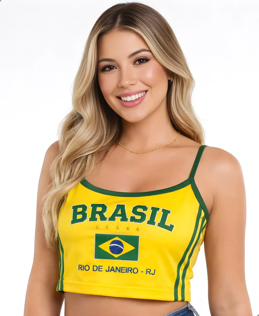 Blusa Do Brasil Virgínia Cropped Amarelo Rio De Janeiro