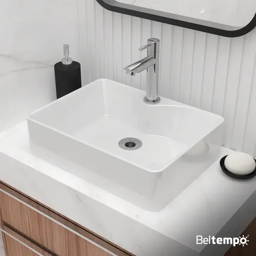Cuba Pia de Apoio Sobrepor Retangular 42x31 Branca Banheiro Lavabo Beltempo BT-2318